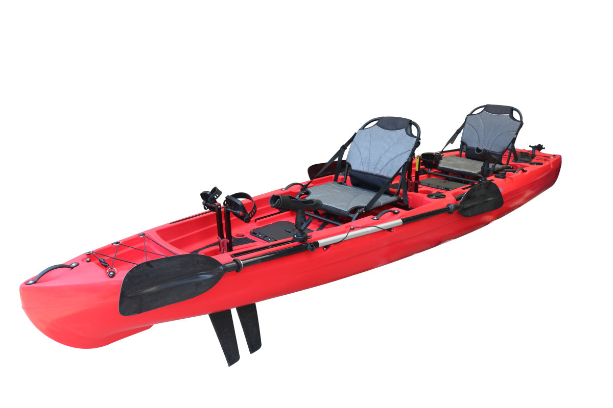 BKC UH-PK14 14 Foot Sit On Top Tandem Fishing Pedal Drive Kayak Upright SEATS Included